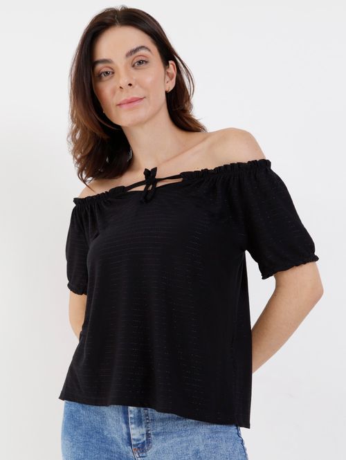 Blusa Manga Curta Autentique Feminina Preto