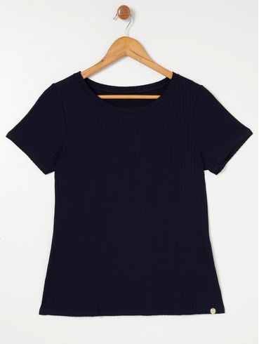 Blusa Manga Curta Autentique Plus Size Feminina Azul Marinho