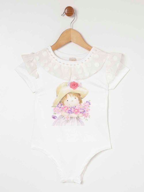 Body Infantil Para Menina - Off white