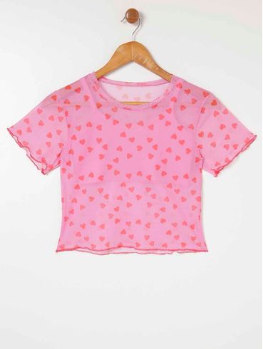 Blusa Manga Curta Vels Juvenil Para Menina - Rosa