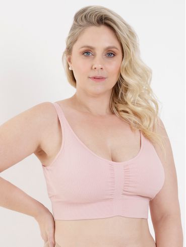 Sutiã Top Sem Costuras Plus Size Feminino Rosa