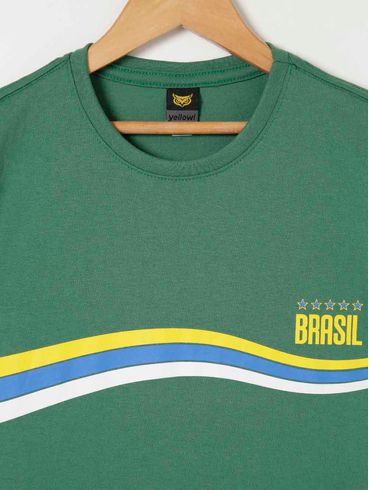 Camiseta Manga Curta Do Brasil Juvenil Masculino - Verde