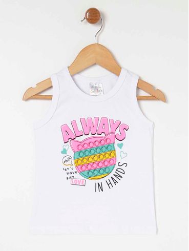 Blusa Regata Infantil Para Menina - Branco