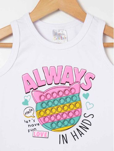 Blusa Regata Infantil Para Menina - Branco