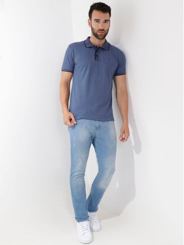 Polo Manga Curta Elétron Masculina Azul