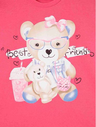 Blusa Manga Curta Infantil Para Menina - Rosa Pink
