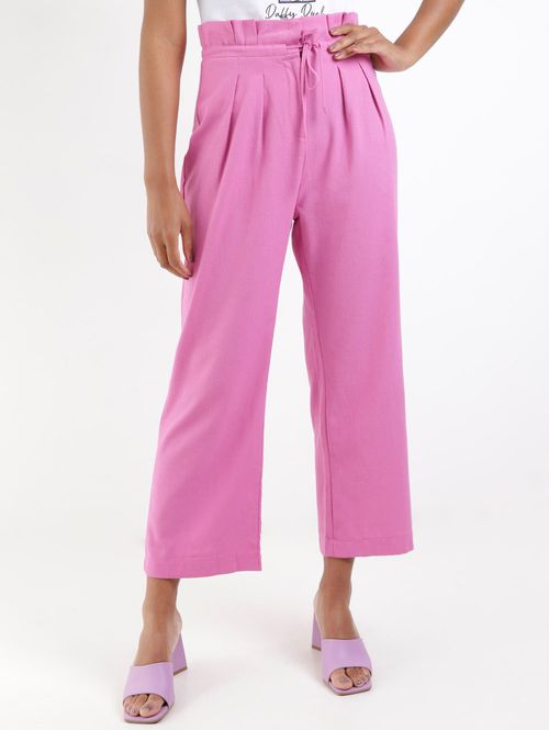 Calça Clochard de Linho Autentique Feminina Rosa