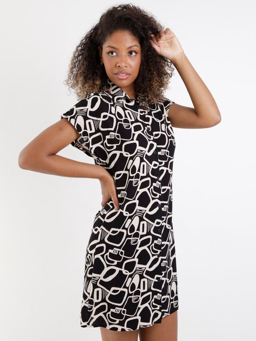 Vestido Curto Chemise Autentique Feminino Preto