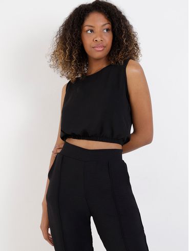 Blusa Regata Cropped Feminina Preto