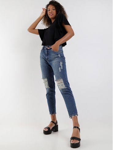 Blusa Manga Curta Feminina Preto