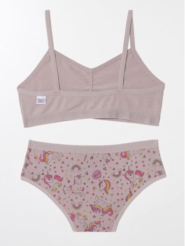Conjunto de Lingerie Infantil Para Menina - Lilás Escuro