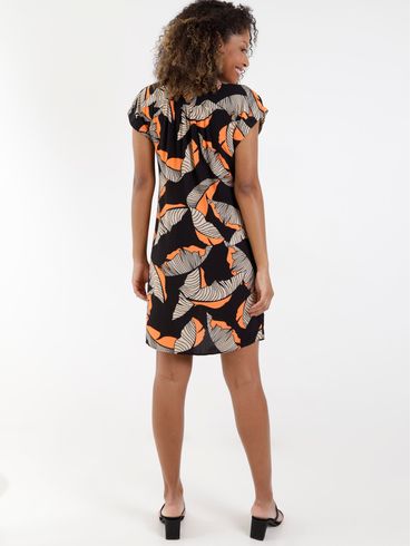 Vestido Curto Chemise Autentique Feminino Laranja