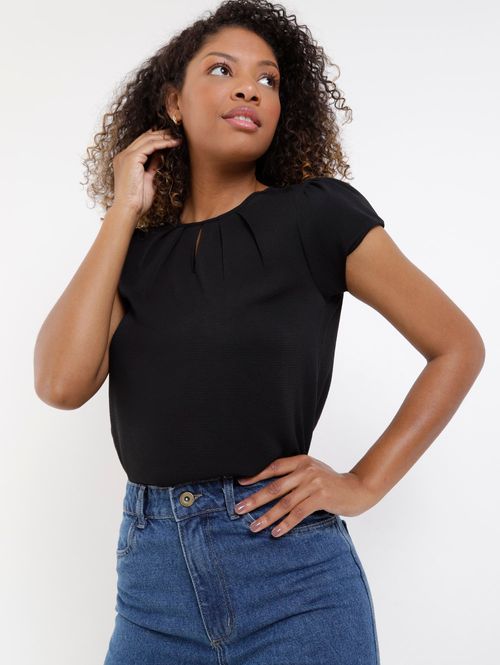 Blusa Manga Curta Autentique Feminina Preto