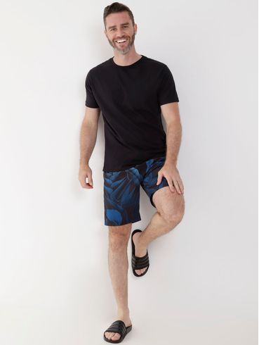 Bermuda de Tecido Estampada Masculina Azul