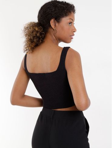 Top Cropped de Tricot Feminino Preto