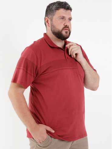 Polo Manga Curta Plus Size Masculina Vermelho
