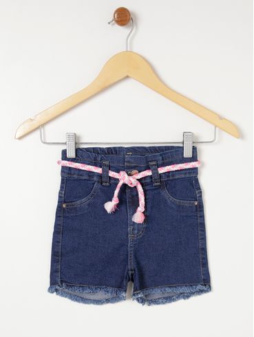 Short Jeans Infantil Para Menina - Azul