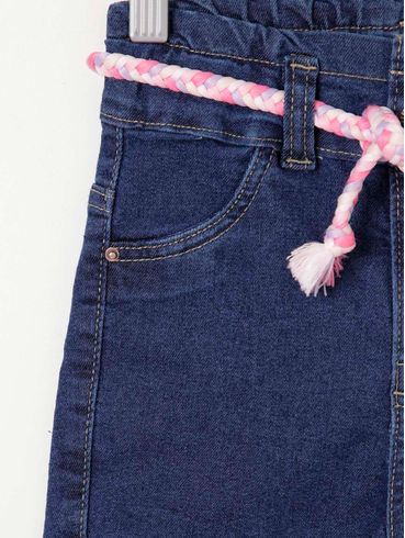 Short Jeans Infantil Para Menina - Azul