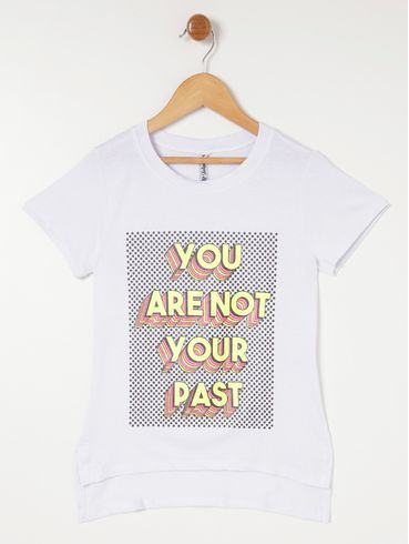 Blusa Manga Curta Juvenil Para Menina - Branco