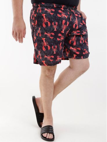 Short Estampado Plus Size Masculino Preto