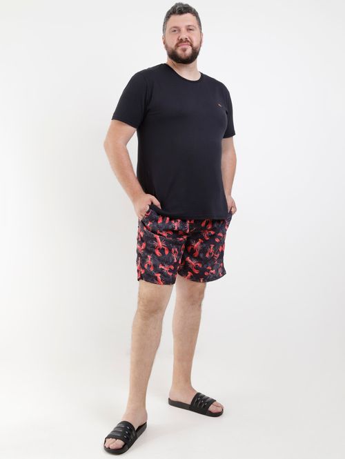 Short Estampado Plus Size Masculino Preto