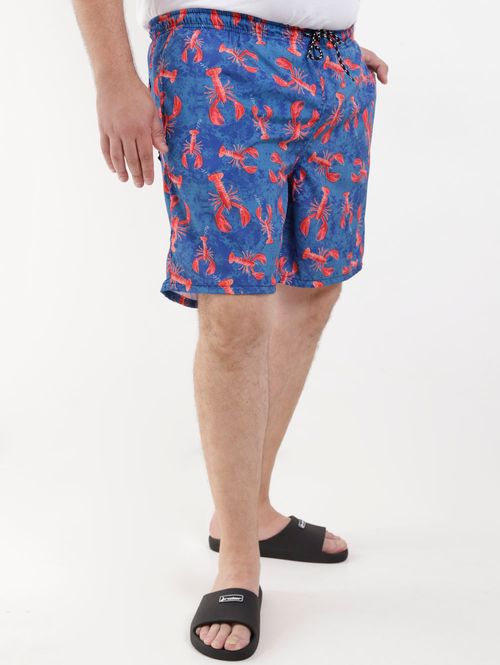 Short Estampado Plus Size Masculino Azul Marinho