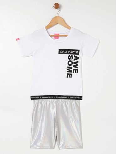 Conjunto Curto Infantil Para Menina - Branco