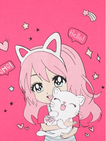 Blusa Manga Curta Infantil Para Menina - Rosa Pink