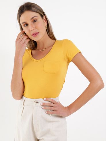 Blusa Manga Curta Autentique Feminina Amarelo