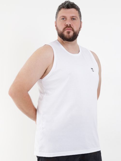 Camiseta Regata Plus Size Masculina Branco