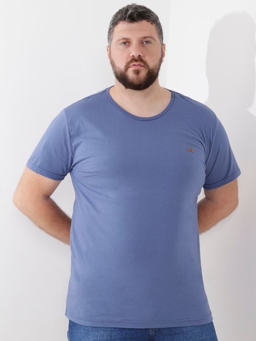 Camiseta Manga Curta Plus Size Masculina Azul