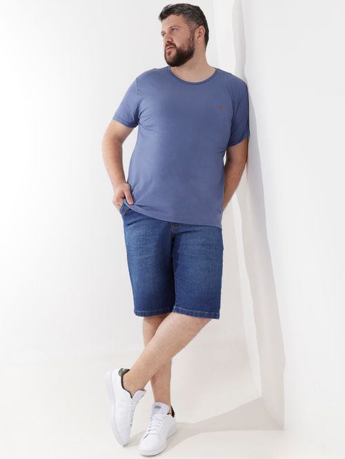 Camiseta Manga Curta Plus Size Masculina Azul