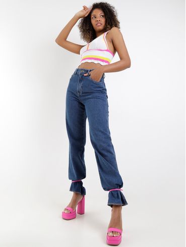 Top Cropped Tricot Feminino Branco