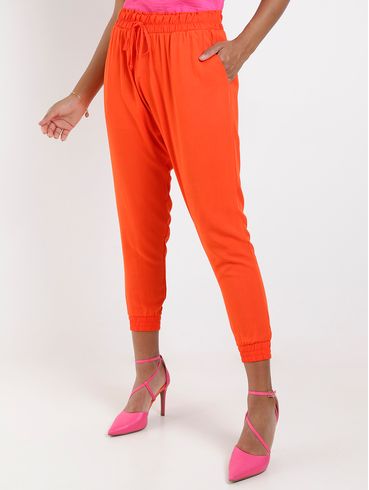 Calça Jogger de Tecido Feminina Laranja