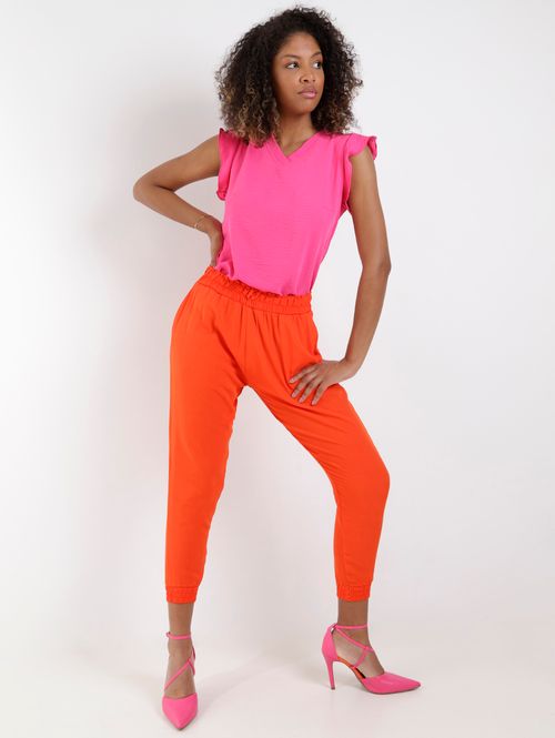 Calça Jogger de Tecido Feminina Laranja