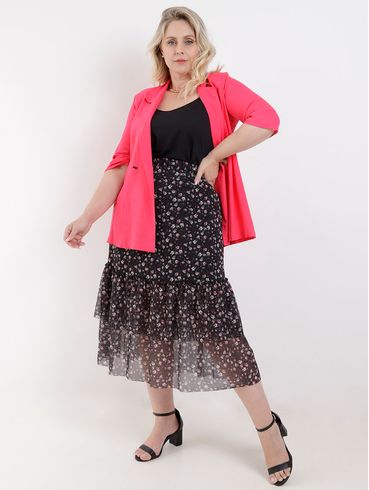 Blazer Linho Plus Size Feminino Rosa