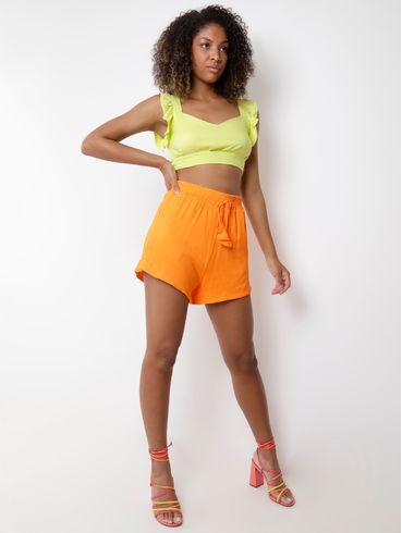 Short de Tecido Feminino Laranja