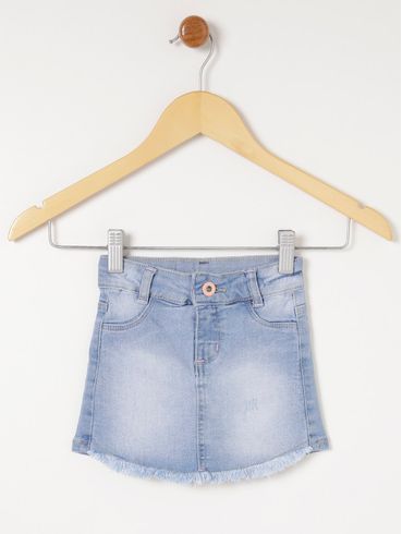 Short Saia Jeans Infantil Para Menina - Azul