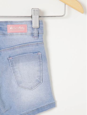 Short Saia Jeans Infantil Para Menina - Azul