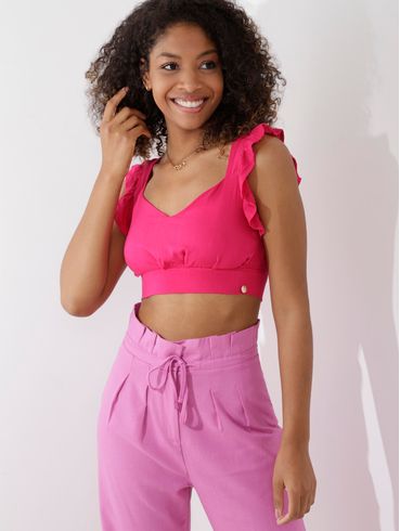 Top Cropped Feminino Rosa Pink