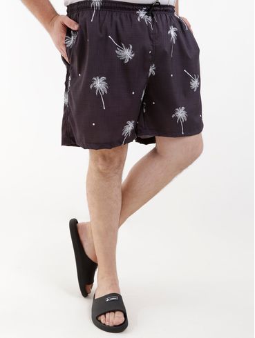 Short Estampado Plus Size Masculino Preto