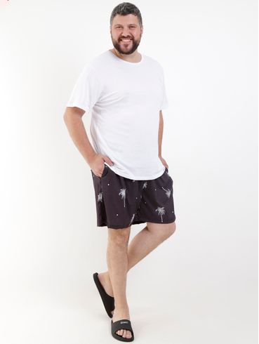Short Estampado Plus Size Masculino Preto