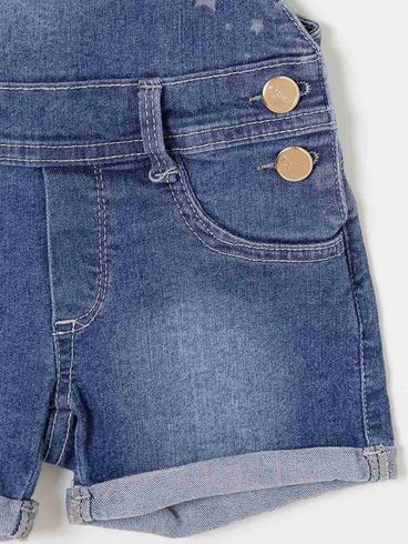 Macacão Jardineira Jeans Infantil Para Menina - Azul