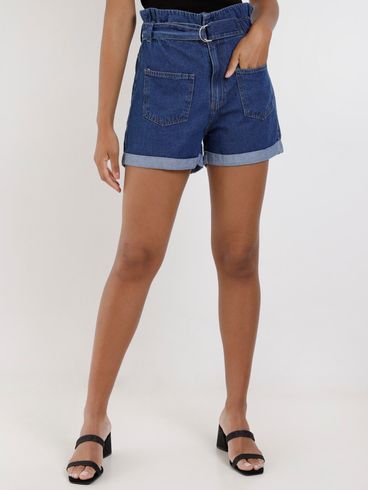 Short Jeans Clochard Feminino Azul