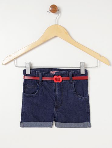 Short Jeans Infantil Para Menina - Azul
