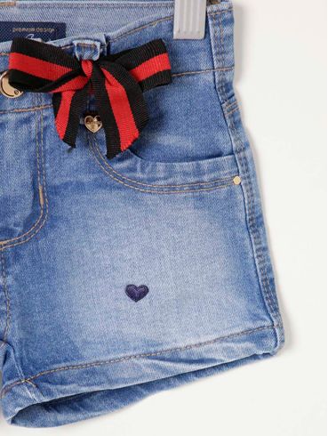 Short Jeans Infantil Para Menina - Azul