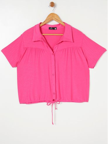 Camisa Manga Curta Autentique Plus Size Feminina Rosa