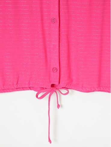 Camisa com Amarração Autentique Plus Size Feminina Rosa