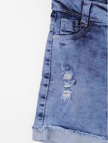 Bermuda Jeans Infantil Para Menina - Azul