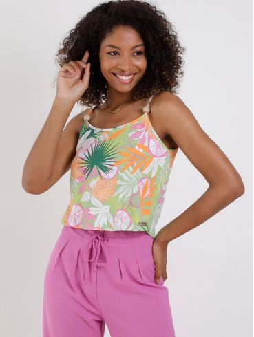 Blusa Regata Cropped Feminina Verde